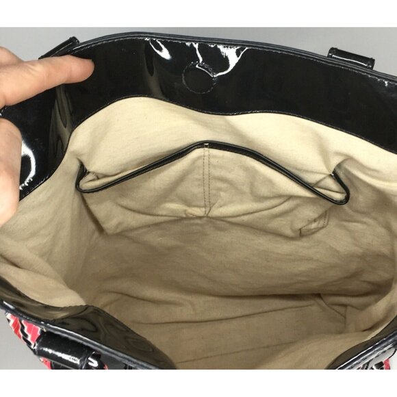 Tory Burch Quilted Pattern Studded Large Multicolor Geometric Patent Tote Bag - Picture 11 of 12